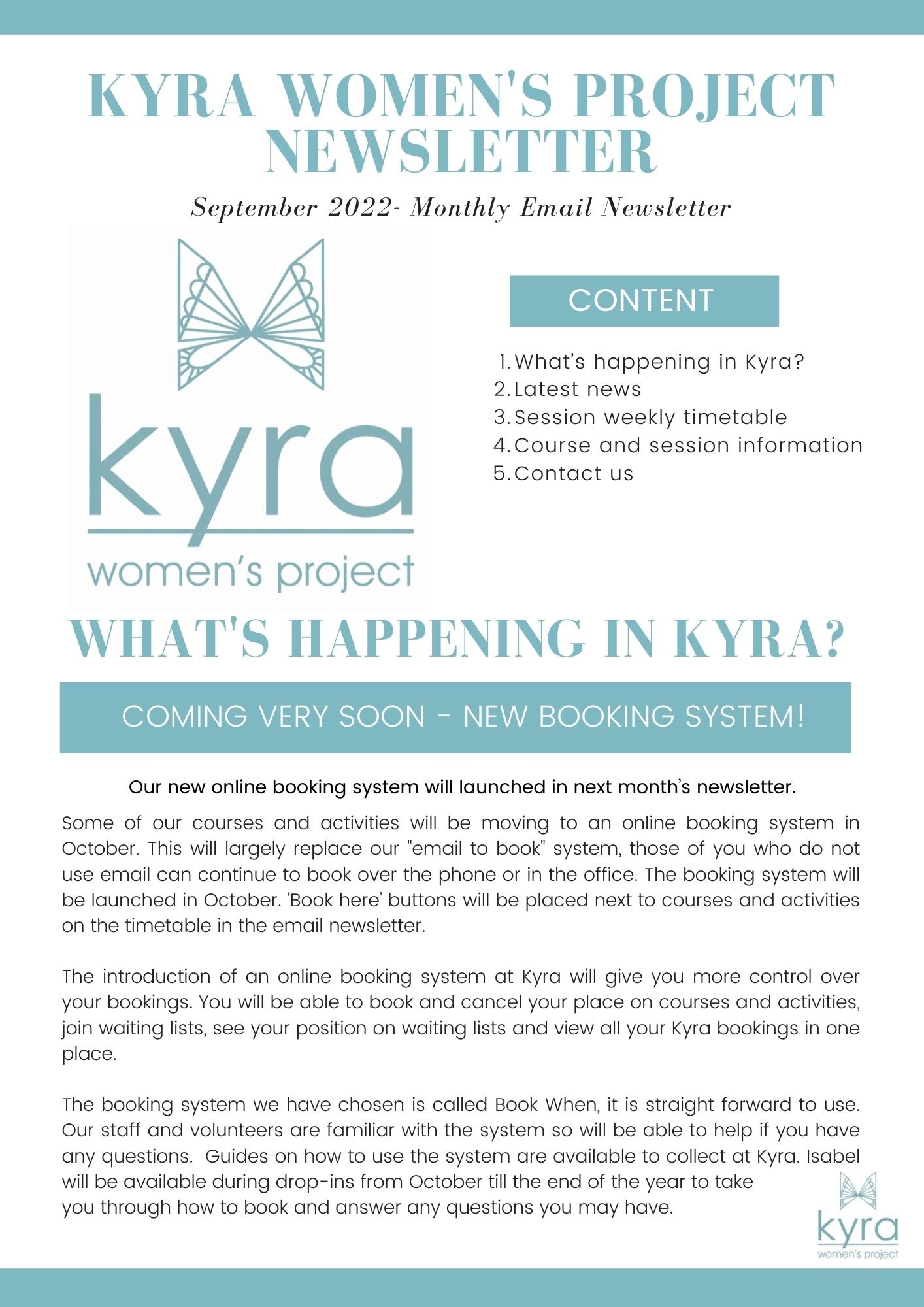 Project Kyra Newsletters – Kyra Women's Project
