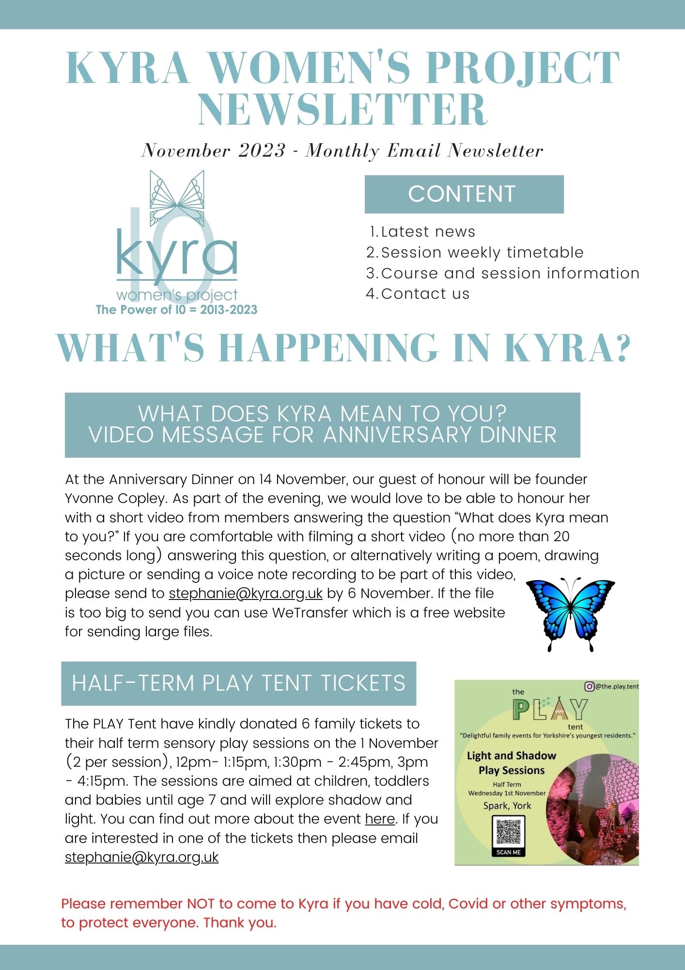 Project Kyra Newsletters – Kyra Women's Project