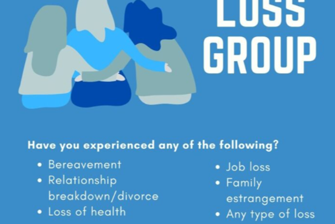 A poster for the Kyra Loss Group, for “Kyra’s Loss Workshop Series”